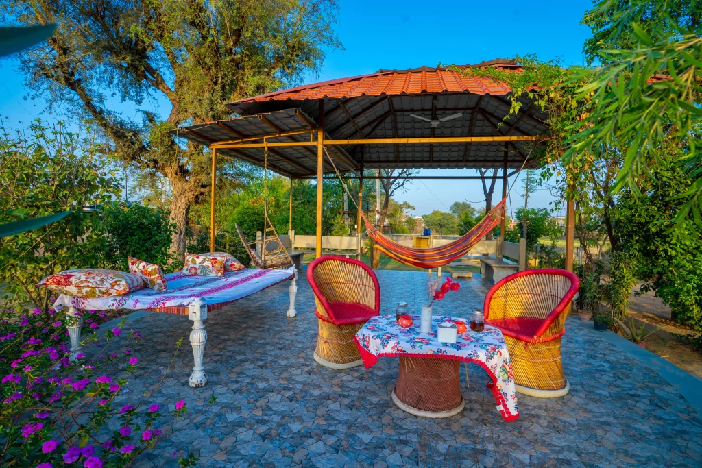 Girisadan Farmstay in Jaipur Common Space- Open Hut Area